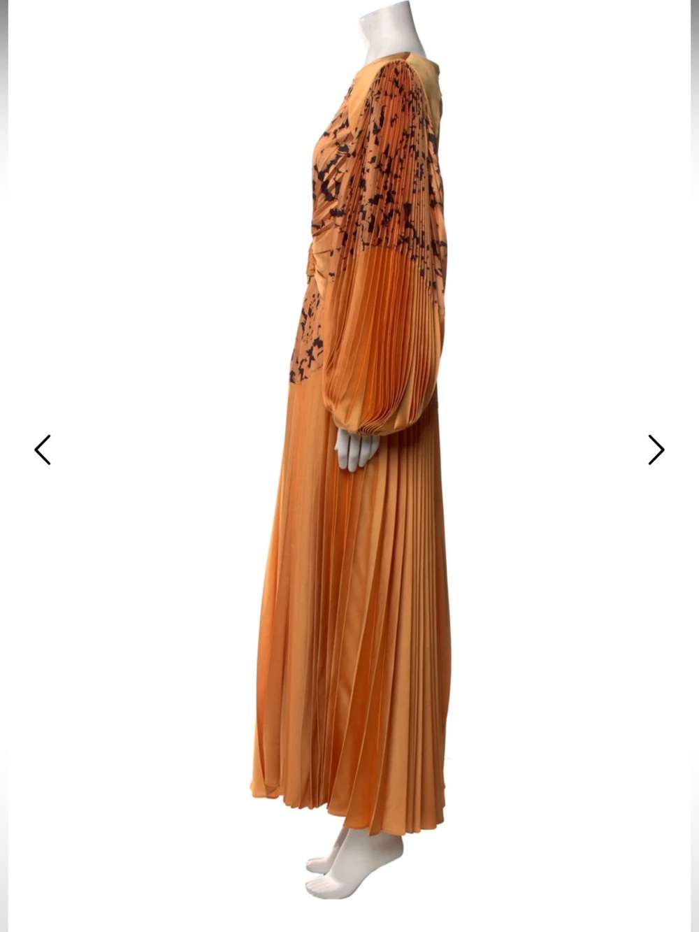 Acler Fernlea Golden Pleated Satin Maxi Dress with Black Embellishment - Picture 8 of 10